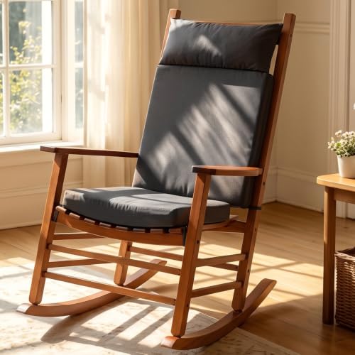 WEOAVRY Waterproof Outdoor & Indoor Rocking Chair Cushions, Dark Grey Deal