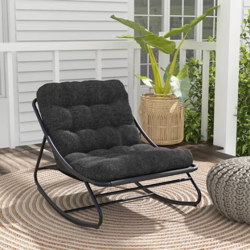 Grand Patio Outdoor Rocking Chair Modern Steel Cozy Lounge Rocker Chair with Cushion Deal