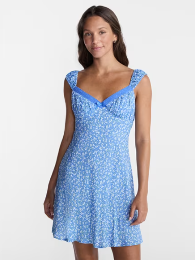 No Boundaries Women's Cap Sleeve Dress w/ Crochet Trim