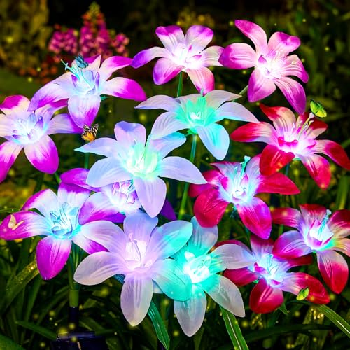 Ahaorigin Solar 7-Color Changing Lily Flower Garden Lights 4-Pack Deal