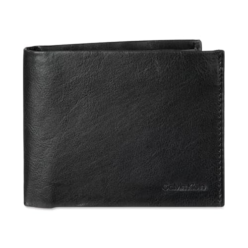 Calvin Klein Men's RFID Leather Minimalist Bifold Wallet with Multiple Card Slots and ID Window Deal