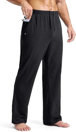 Soothfeel Men's Cotton Sweatpants with Zipper Pocket Open Bottom Yoga Pants Deal