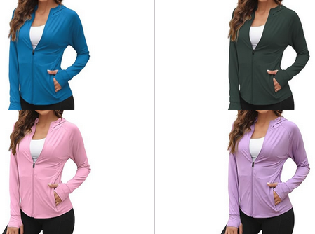 We1Fit Women's UPF 50+ Sun Protection Jacket Hoodies W/Thumb Holes