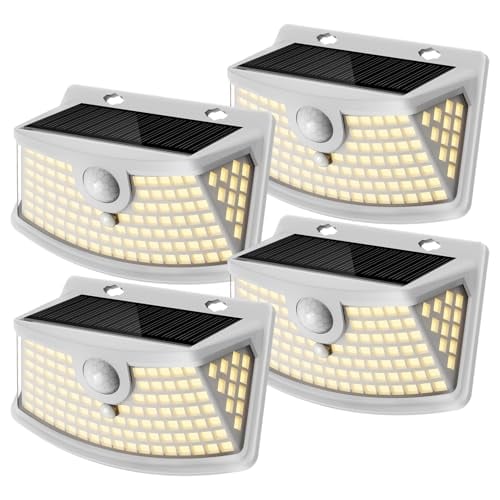 Aootek Solar Motion Sensor Lights Outdoor 120 LEDs White, 4 Pack Deal