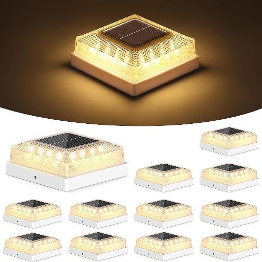 Brightever 12-Pack 4" x 4" Outdoor Solar Post Cap Light Deal