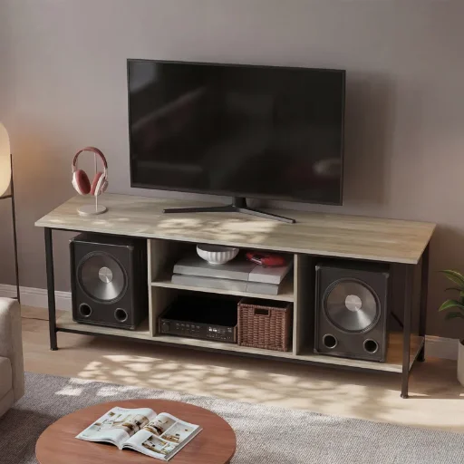 17 Stories Nectaria 55" Open Storage Shelves Industrial TV Stand Deal