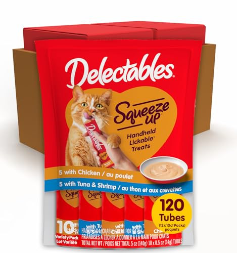Hartz Delectables Squeeze Up Variety Pack Lickable Wet Cat Treats 0.5 Ounces Tube 120 Tubes