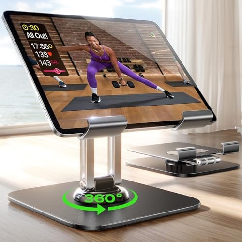 LISEN Adjustable 360-Degree Tablet Stand Holder (up to 12.9" Tablets, Black)