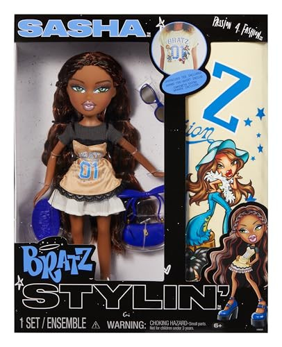 Bratz Stylin' Sasha Fashion Doll with Customizable T-Shirt