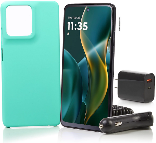 Moto G 2025 64GB Phone with 1-Year 1500 Talk/Text 1.5GB Data & Accessories