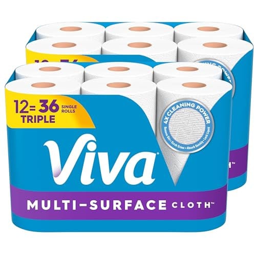 Viva Multi-Surface Cloth Paper Towels 12 Triple Rolls, x2 Deal