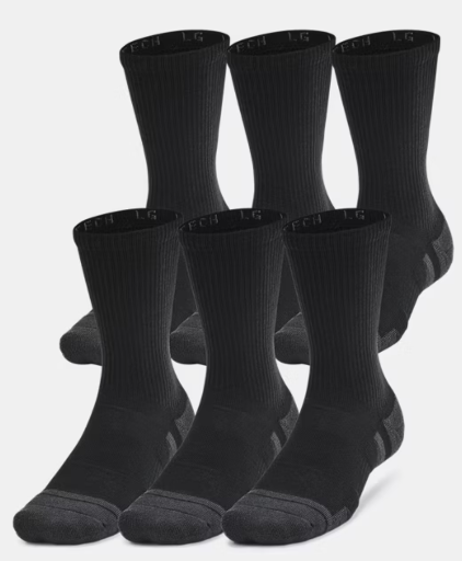 UA Performance Tech Unisex 6-Pack Crew Socks