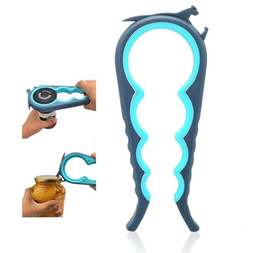 Otstar Jar Opener Bottle Opener and Can Opener (Blue and Grey)
