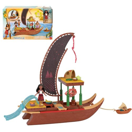 Mattel Disney Moana 2 Toy Playset with Floating Adventure Canoe