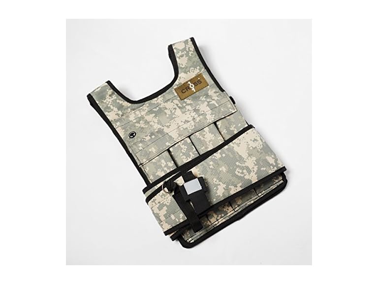 Cross101 20 lb Adjustable Camouflage Weighted Vest with Shoulder Pads
