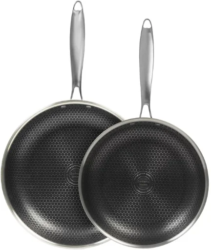 2-Piece Sedona Kitchen Glidesteel Stainless Steel Nonstick Frypan Set (8-Inch & 10-Inch)