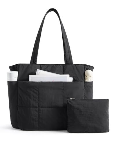 2-Pc Puffy Tote Bag Set with Compartments