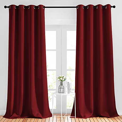 NICETOWN Extra Long Blackout Drapes 52x108 Burgundy, Set of 2