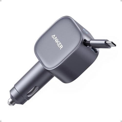 Anker Nano 75W USB-C Car Charger w/ Retractable USB-C Cable
