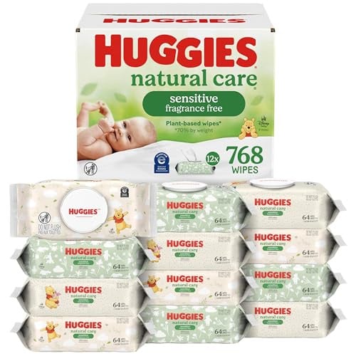 Huggies Natural Care Sensitive Baby Wipes, Unscented, Hypoallergenic, 99% Purified Water, 12 Flip-Top Packs (768 Wipes Total) Deal