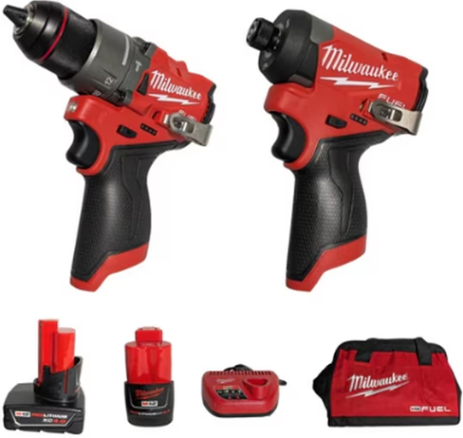 Milwaukee M12 FUEL 12V 2-Tool Combo Kit with 1/2" Hammer Drill & 1/4" Impact Driver