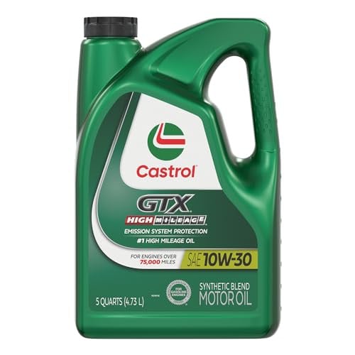 Castrol High Mileage 10W-30 or 5W-20 Synthetic Blend Motor Oil 5 Quart Jug