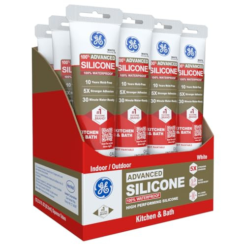 12-Pack 2.8-Oz GE Advanced Silicone Caulk for Kitchen & Bathroom (White)