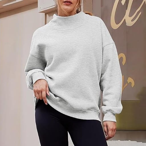 Mock Neck Fleece Oversized Pullover Sweatshirt