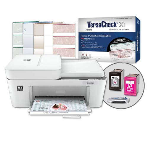 VersaCheck HP DeskJet 4155 MXE MICR All-in-One Printer Presto Printing Software Bundle White