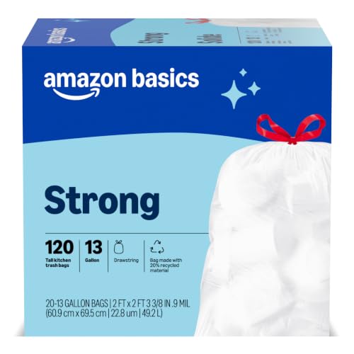 Tall Kitchen Drawstring Trash Bags, Unscented, 13 Gallon, 120 Count Deal