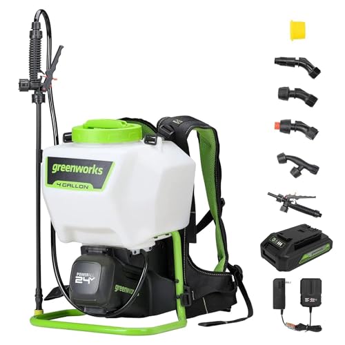 Greenworks 24V 4 Gallon Battery Powered Backpack Sprayer with 5 Tips Deal
