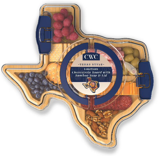 Cook With Color Texas State Shaped Charcuterie Board with Cover