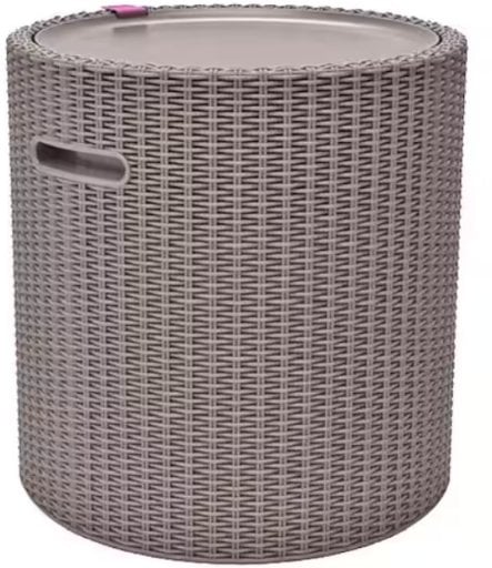 Keter Cool Stool Capuccino Round Resin Outdoor and Indoor Side Table With Cooler Deal