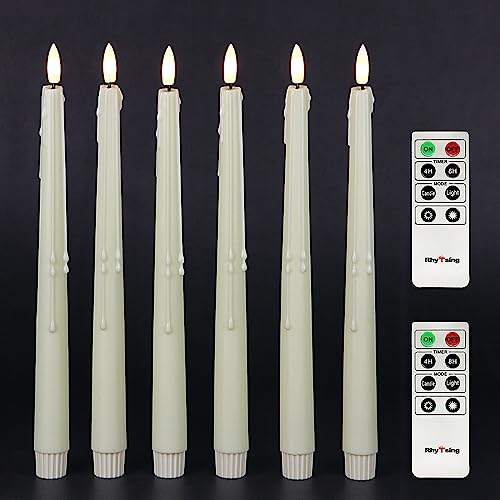 Natural White Flameless Taper Candles with Timer Function 6-Pack Deal