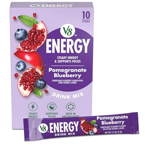 V8 Energy Pomegranate Blueberry Energy Drink Powder, 10 Count x5