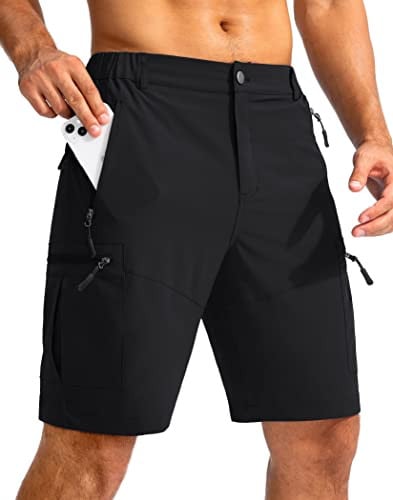 Pudolla Men's Hiking Cargo Shorts w/ 5 Zipper Pockets
