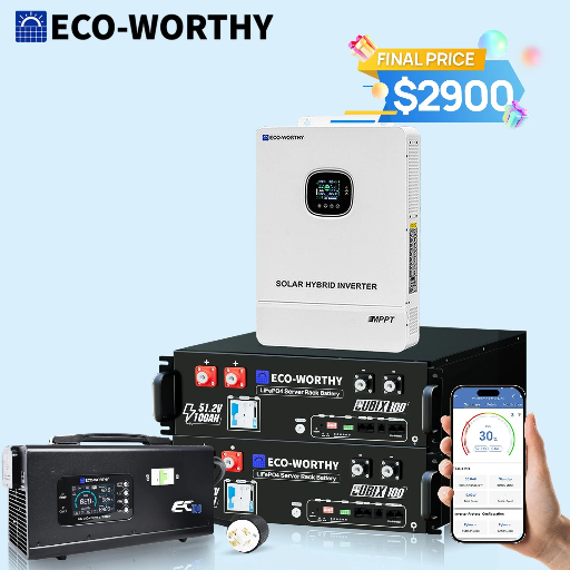 ECO-WORTHY Kit: 2-Pack 48V 100Ah Cubix 100 Batteries + 10kW 48V Solar Inverter + 48V 100A Charger Deal