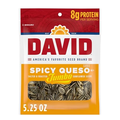 DAVID Salted & Roasted Jumbo Sunflower Seeds Spicy Queso 12-Pack Deal