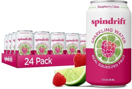 Spindrift Sparkling Water Raspberry Lime 12 Fl Oz Cans 24-Pack Deal