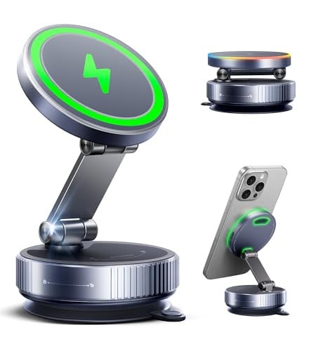 15W Avedio links 360° Rotating MagSafe Suction Car Mount Phone Charger