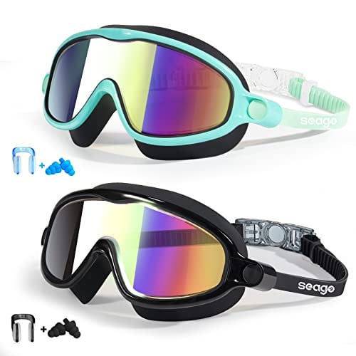 Seago Swim Goggles 2 Pack Anti-Fog Anti-UV Wide View Swimming Goggles for Kids Deal