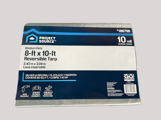 Project Source 8' x 10' 10-Mil Silver Polyethylene Heavy-Duty Tarp Deal