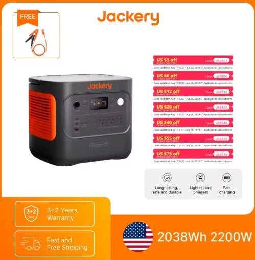 Jackery Explorer 2000 Power Station 2200W/2038Wh LiFePO4