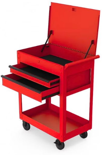 Hyper Tough 28-Inch Steel Tool Cart with Drawer, 500 lb Load Capacity, Red Powder-Coated Deal