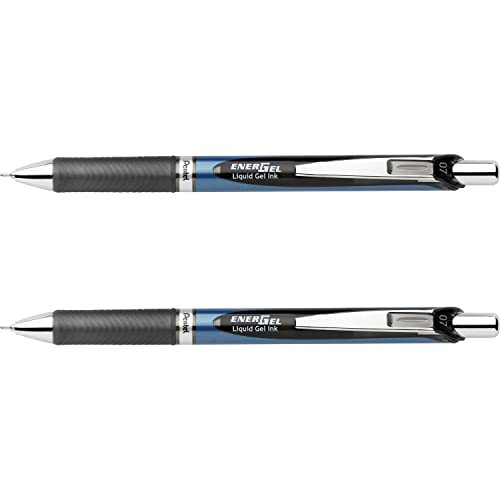 2 Pack of Pentel EnerGel Deluxe RTX Retractable Liquid Gel Pen, Black Ink