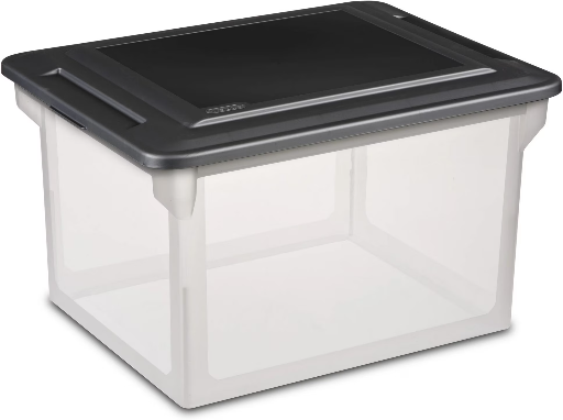 Sterilite File Box Clear Plastic Bin with Black Lid Letter or Legal