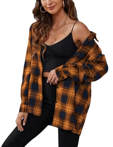 Zontroldy Women's Flannel Oversized Shirt