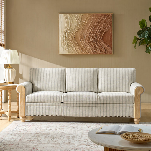 Red Barrel Studio Terren 81" Farmhouse Linen Fabric Sofa
