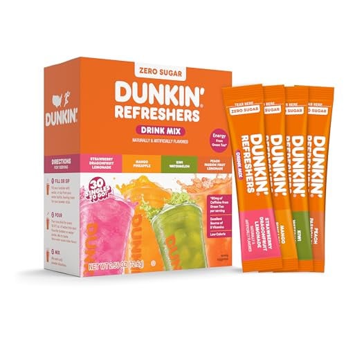 Dunkin’ Refreshers Singles To Go! Powdered Drink Mix Packets (Variety Pk) 30-Ct Deal