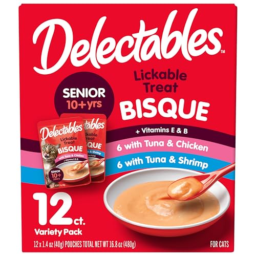 Delectables Lickable Treat Bisque Senior 10+ Wet Cat Treat 12-Pack Deal